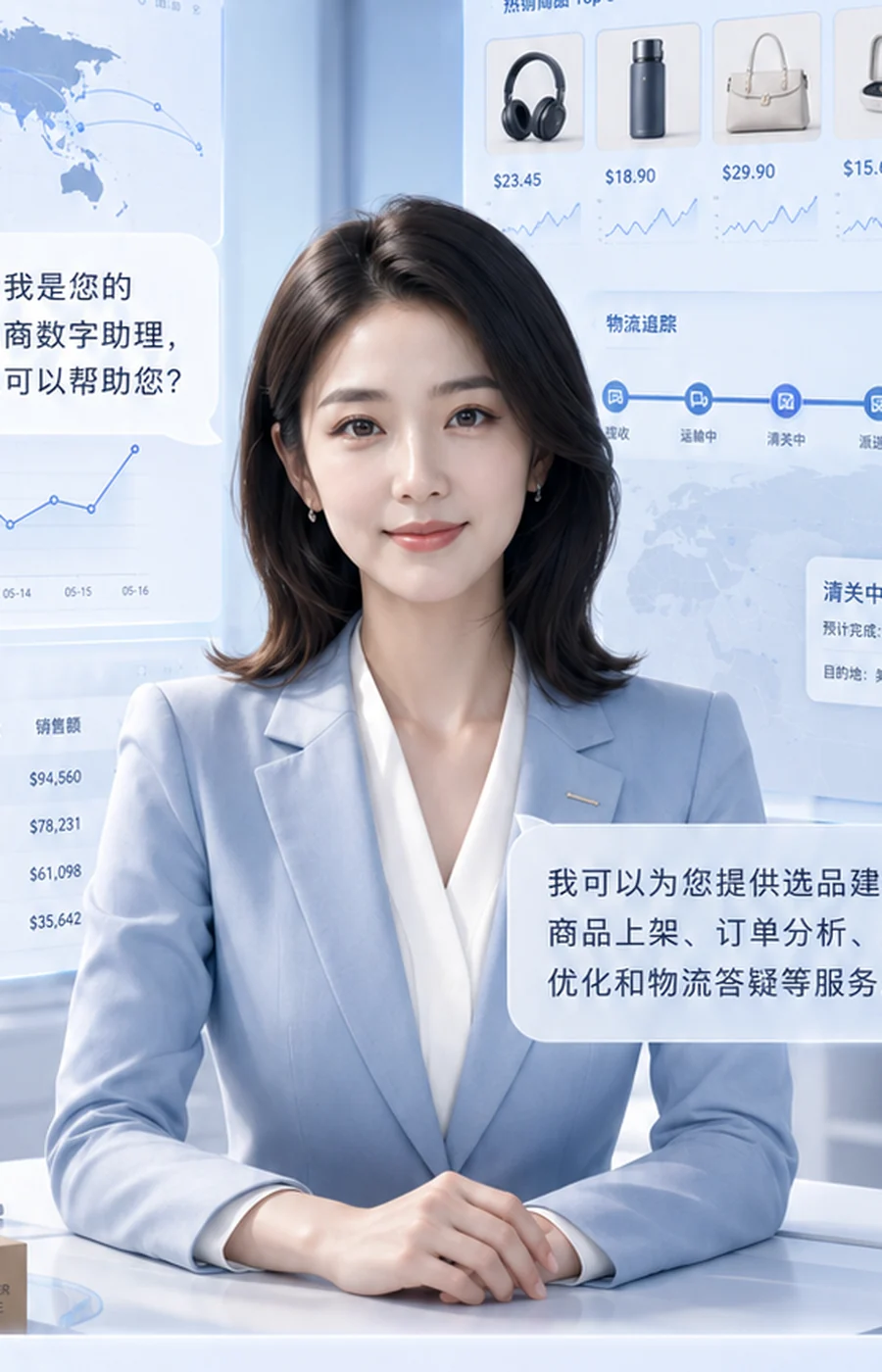半写实跨境电商数字助理